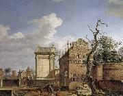 Jan van der Heyden Construction of the Arc de Triomphe oil
